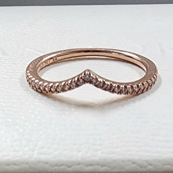 Pandora Sparkling Wishbone Ring size 56 US 7.5 - Picture 4 of 9